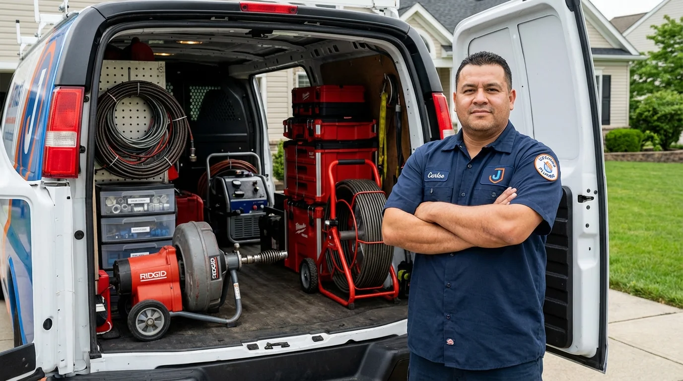 Professional drain cleaning equipment and Johns Plumbing LLC plumber in Shawano