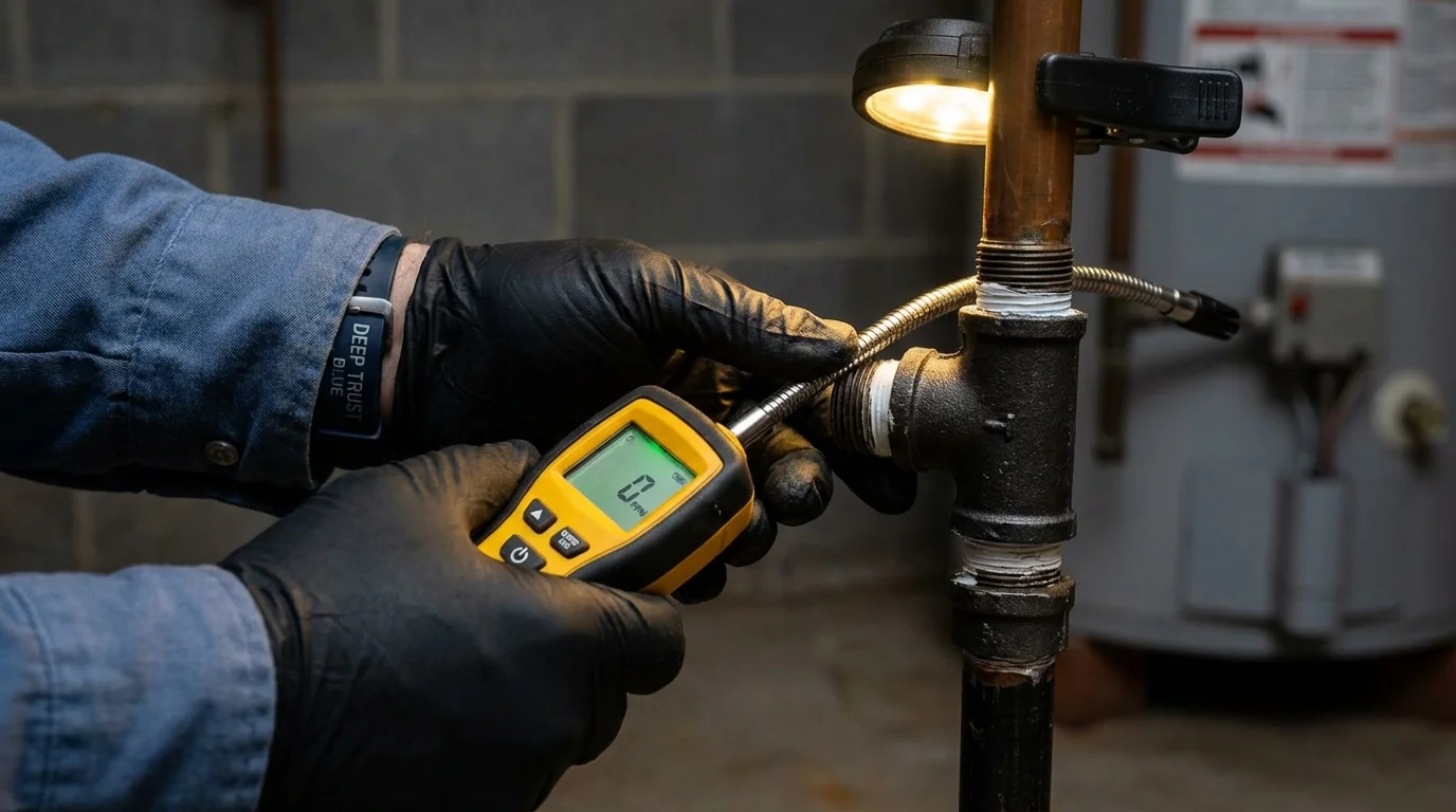 Gas leak detection with electronic sniffer by Johns Plumbing LLC in Shawano